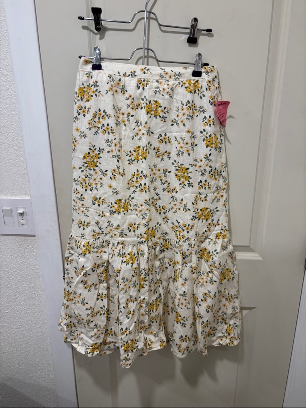 Joie Cream Maxi Skirt with Yellow Floral Print